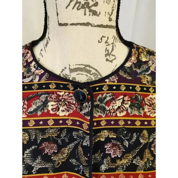 Talbots Vintage Floral Multicolor Long Sleeve Round Neck Button Up Top Blouse 12 - Picture 9 of 9